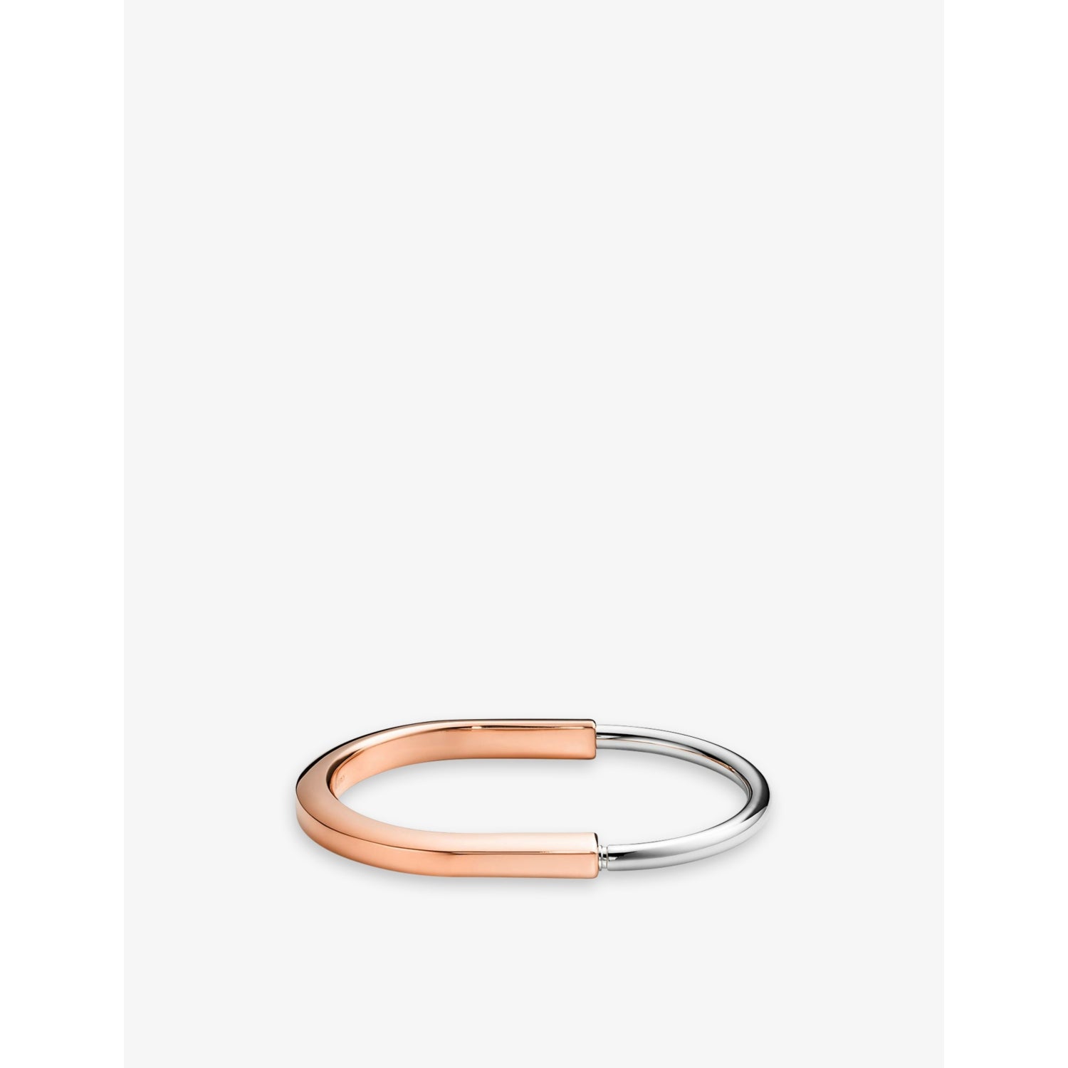 Lock 18ct rose and white-gold bangle bracelet - XS