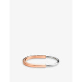 Lock 18ct rose and white-gold bangle bracelet - XS