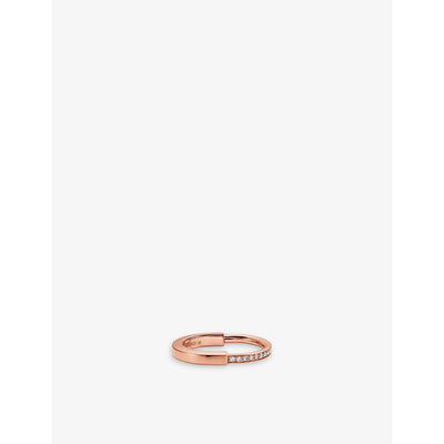 selfridges Tiffany & Co. Lock 18ct rose-gold and 0.17ct round-brilliant diamond ring- Buy online at McGrocer