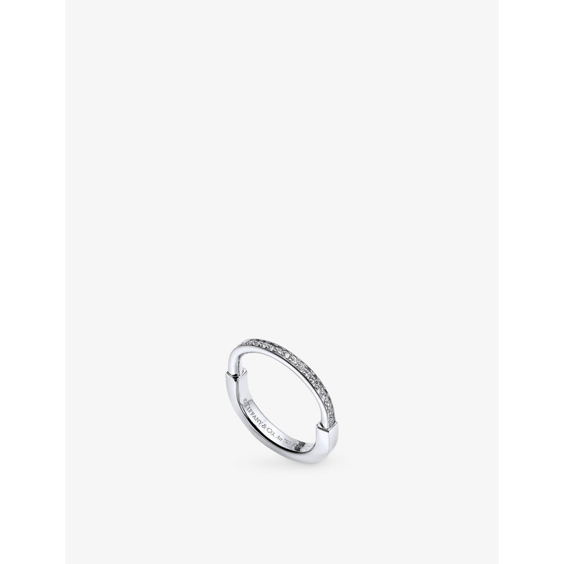 Tiffany & Co Tiffany Lock 18ct white-gold and 0.17ct round-brilliant diamond ring