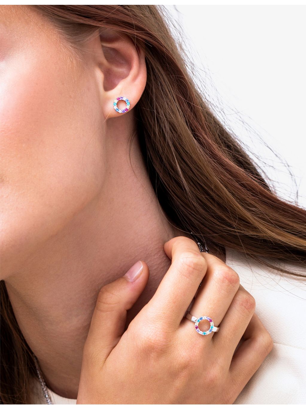 Sif Jakobs circular zirconia stud earrings 8mm, UK version