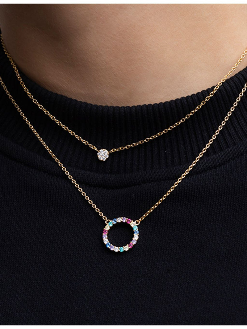Sif Jakobs gold-plated zirconia pendant necklace 23mm, imported from the UK