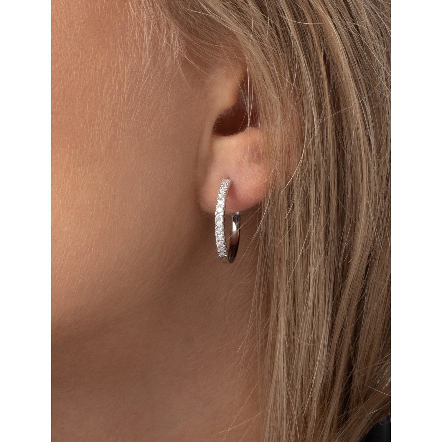 Sif Jakobs sterling silver zirconia hoop earrings 2cm, imported from the UK
