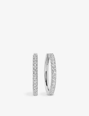 Sif Jakobs Ellera Grande Sterling Silver and Zirconia Hoop Earrings 2cm