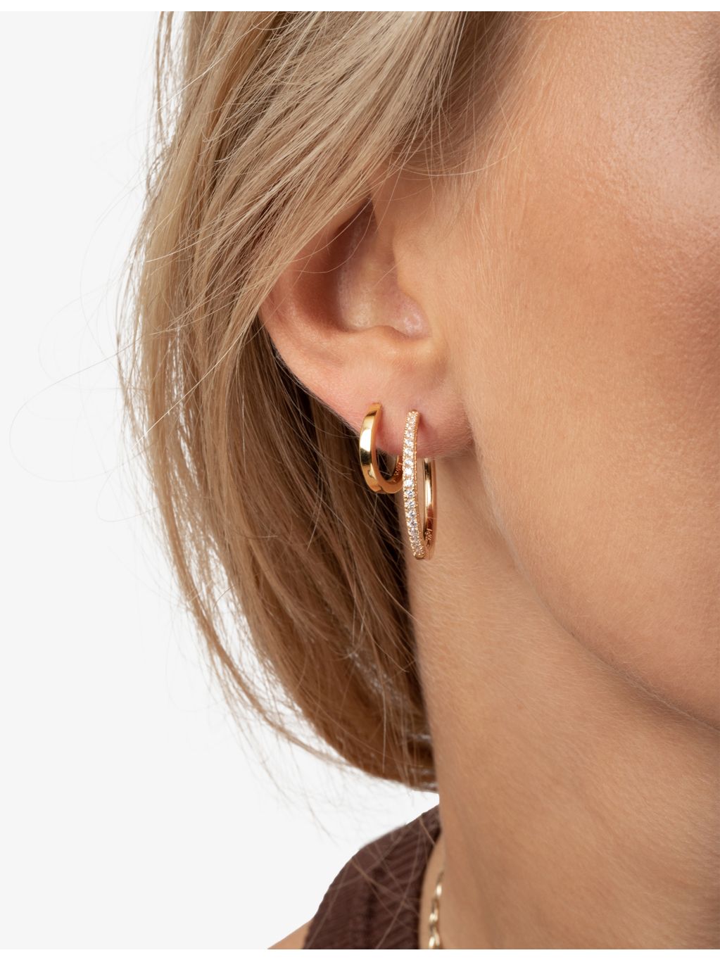 Sif Jakobs gold-plated zirconia hoop earrings, 2cm diameter, UK version
