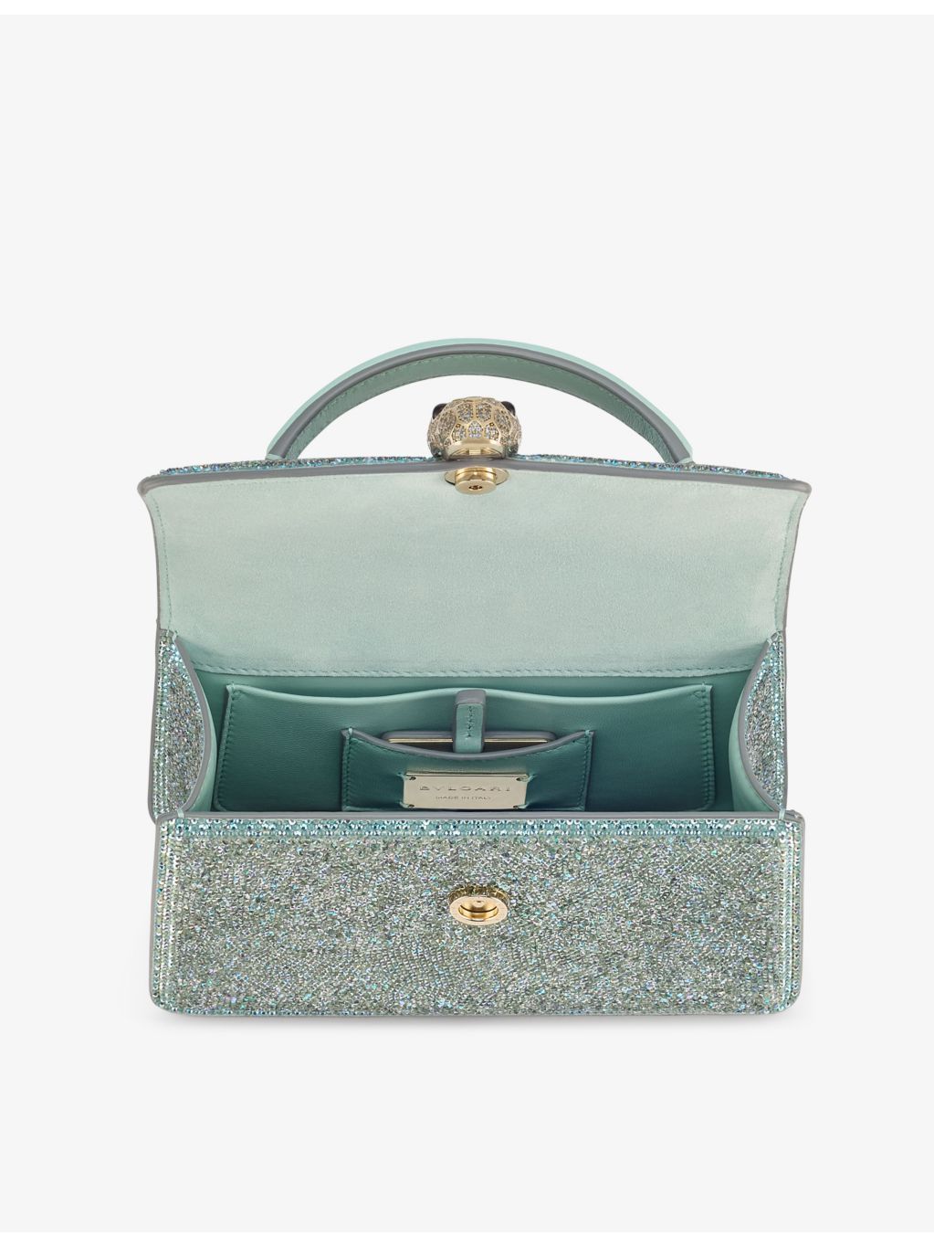 Bvlgari Serpenti Forever mini suede handbag with crystal embellishment (British brand)
