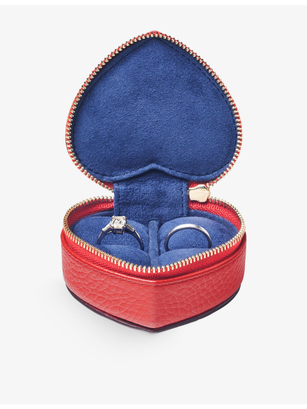 Aspinal of London heart-shaped leather ring box - British product