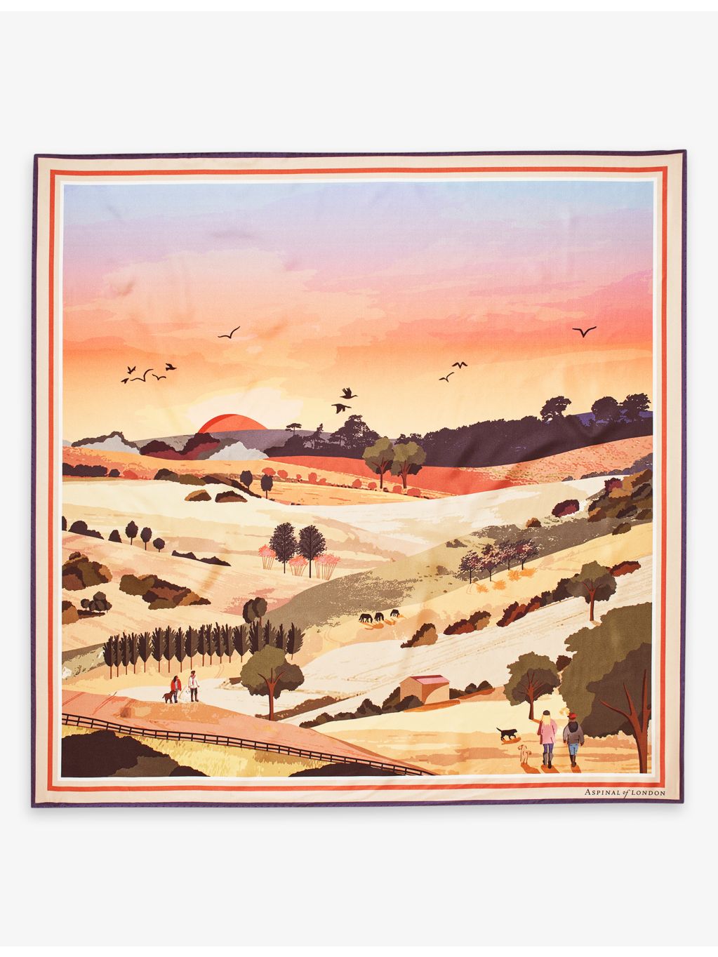 Aspinal of London graphic-print silk scarf 90cm, imported from the UK
