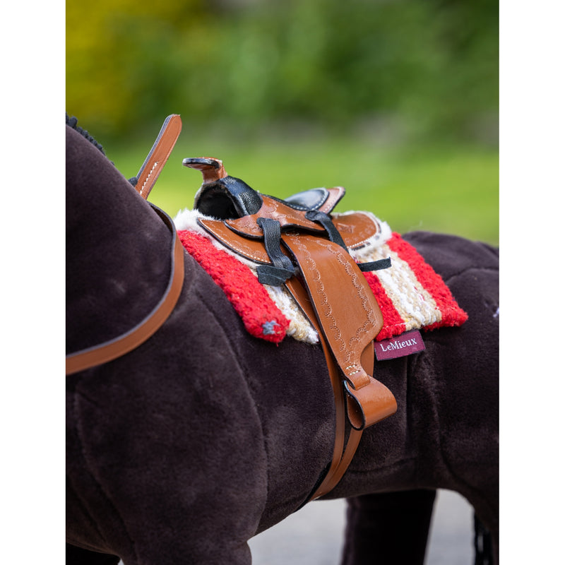 Lemieux mini western leather toy pony saddle, UK version