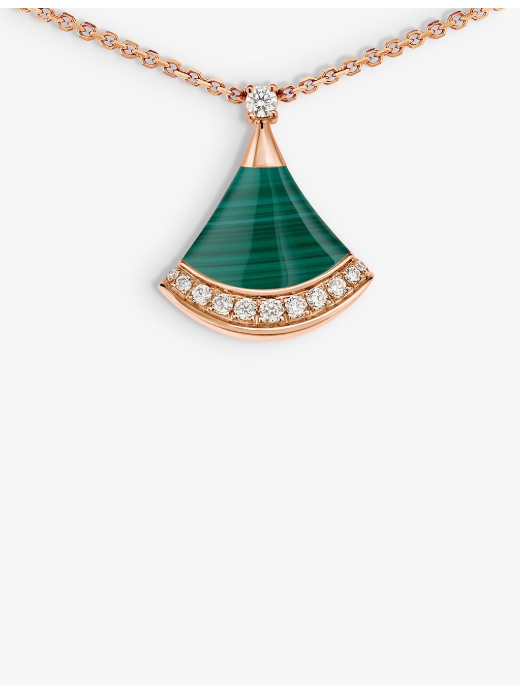 Bvlgari pendant necklace 18ct rose gold diamond malachite (British brand)