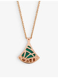 Bvlgari pendant necklace 18ct rose gold diamond malachite (British brand)
