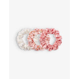 Slip large silk scrunchies in rose, petal and white, UK version