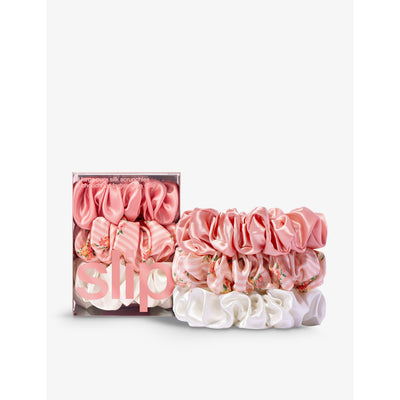 selfridges Slip Petal Large Pack of Three Silk Scrunchies- Buy online at McGrocer