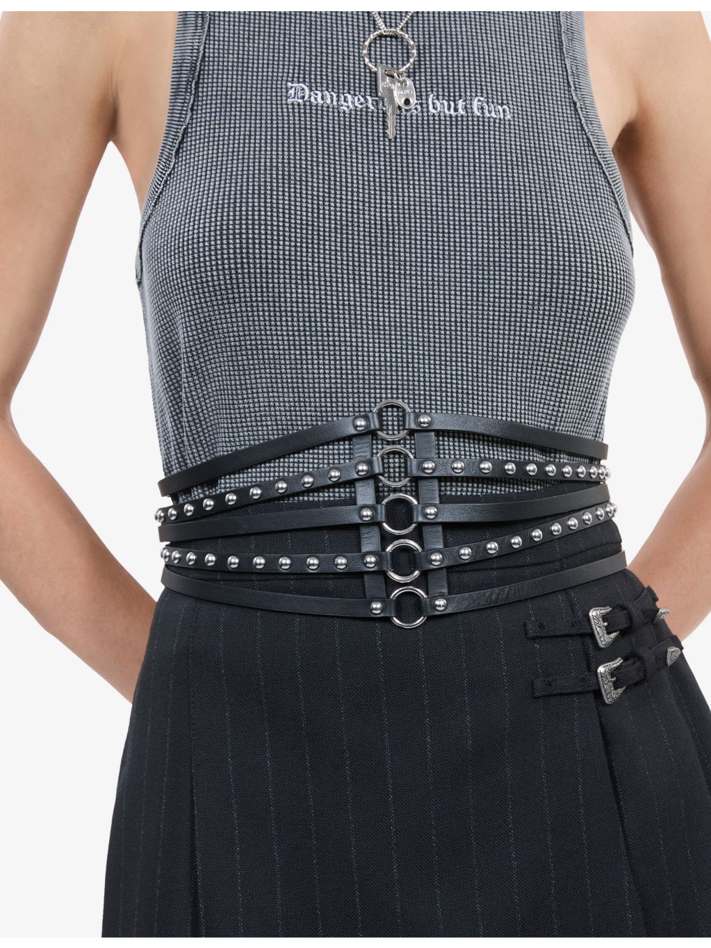 The Kooples stud-embellished leather corset belt (British brand)