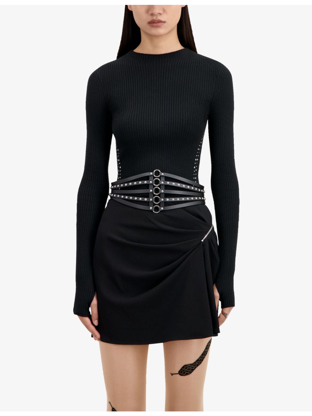 The Kooples stud-embellished leather corset belt (British brand)