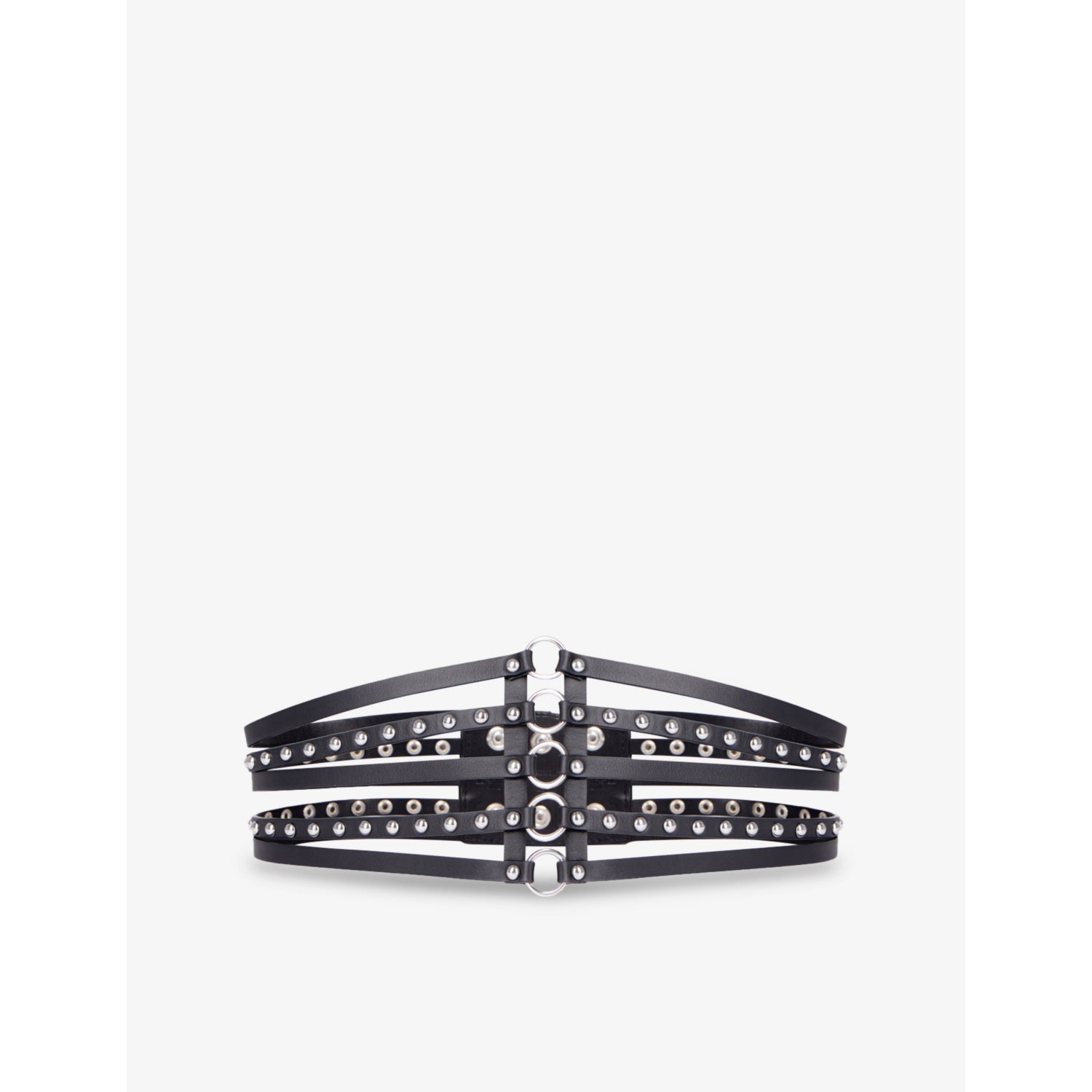 Stud-embellished leather corset belt - XS