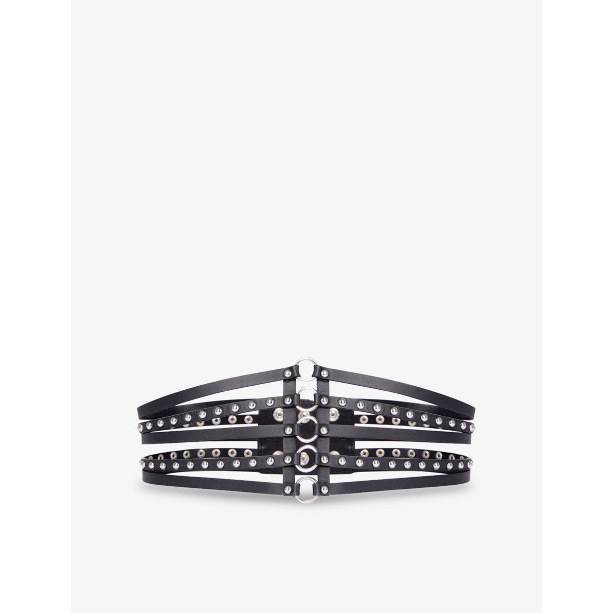 Stud-embellished leather corset belt - XS