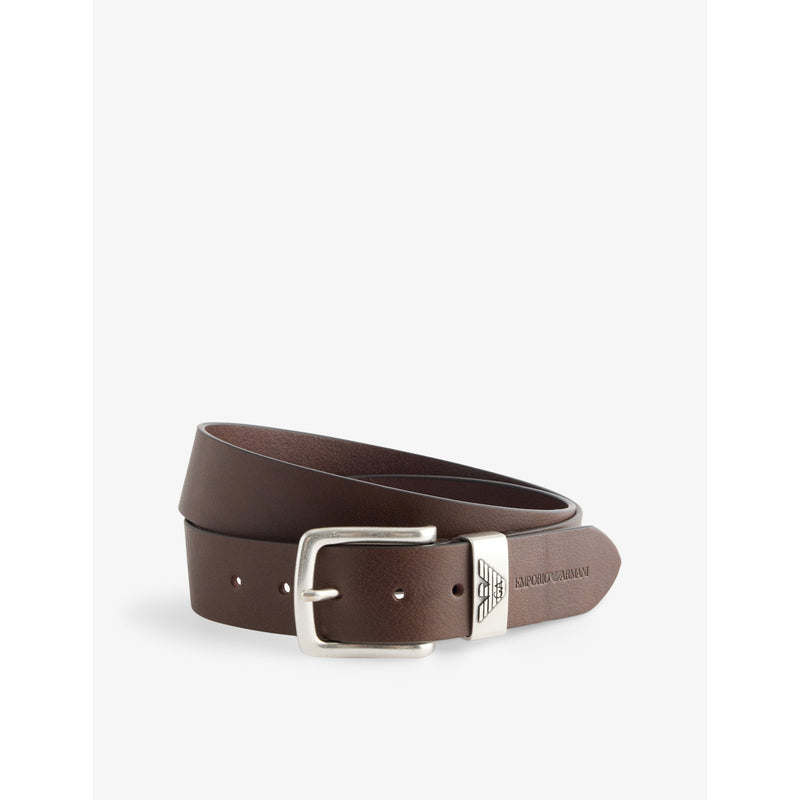 Logo-embossed leather belt - 28