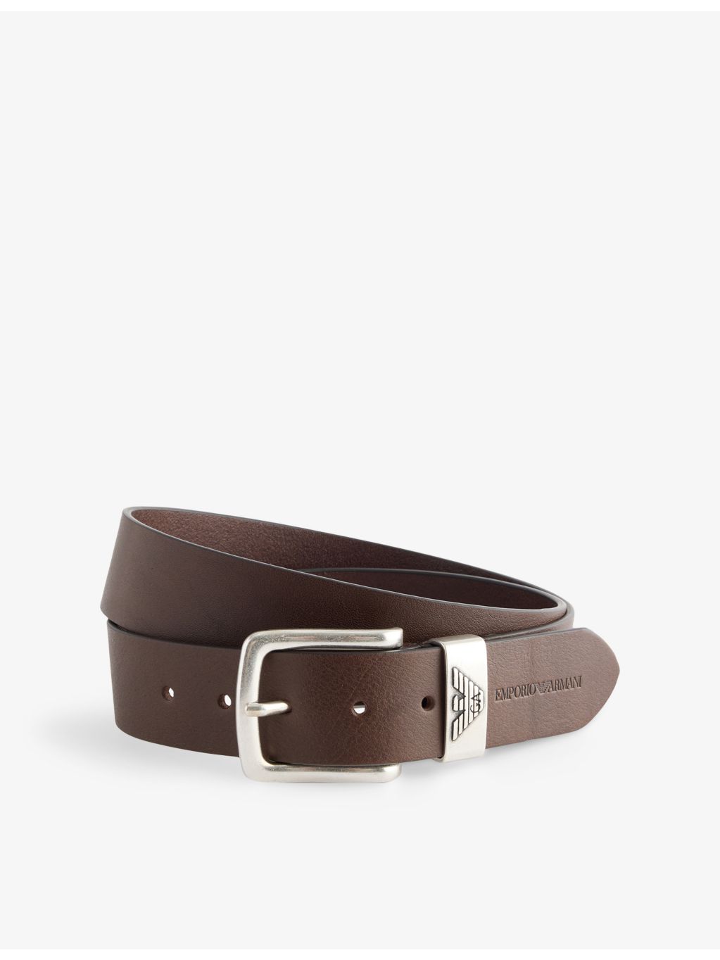 Emporio Armani logo-embossed leather belt 106cm - British product