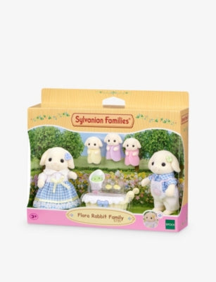 Sylvanian Families Flora Rabbit Family playset with baby carriage - British product