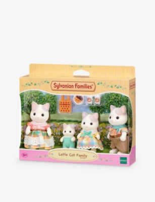 Sylvanian Families Latte Cat Family playset figures and accessories, UK version