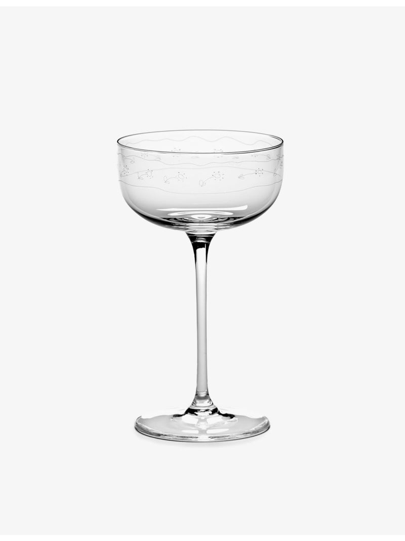 Serax Marni champagne coupe glasses set of four, Midnight Flowers, UK version