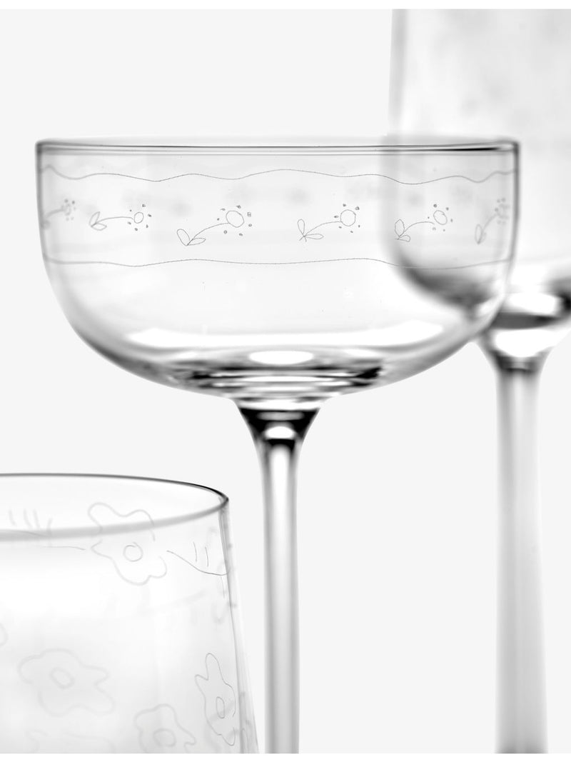 Serax Marni champagne coupe glasses set of four, Midnight Flowers, UK version