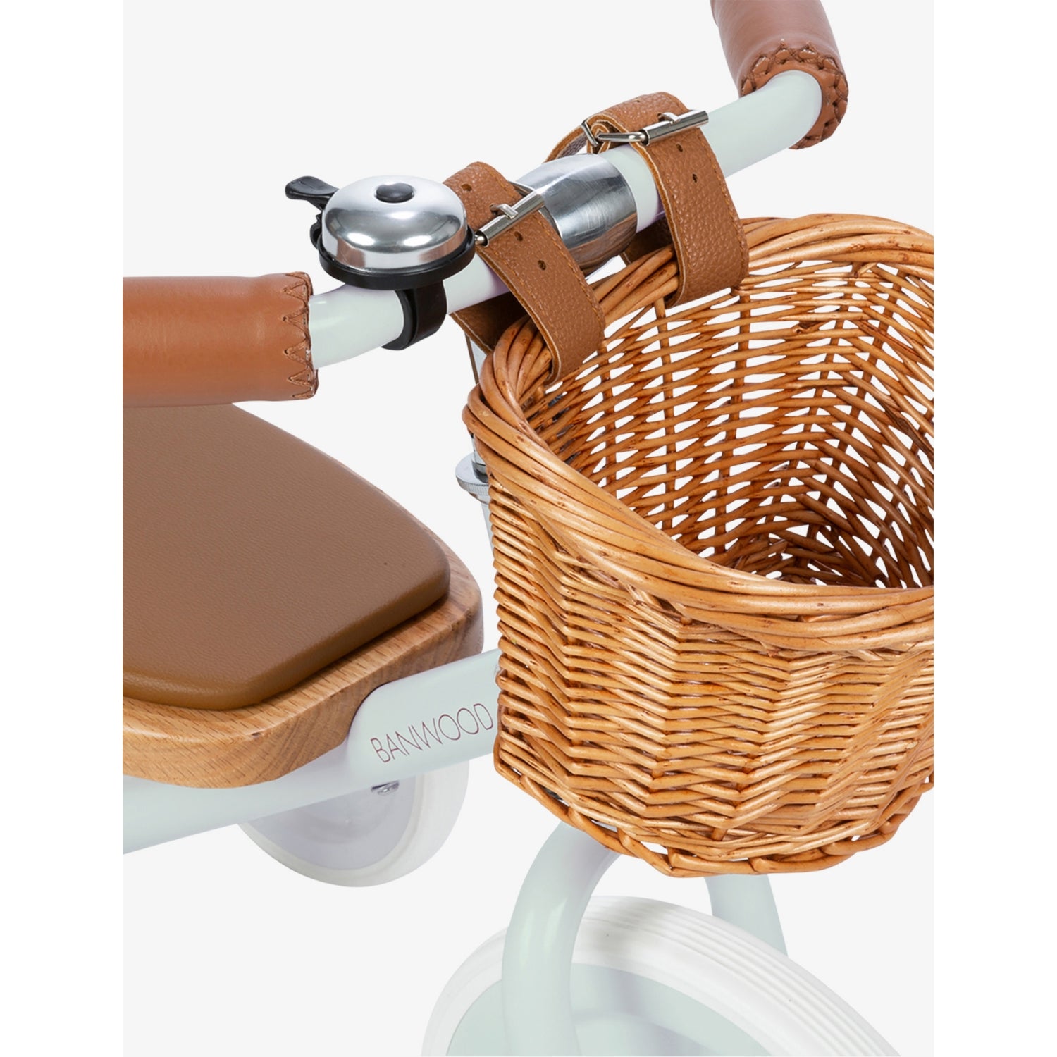 Banwood steel tricycle with woven basket, UK version