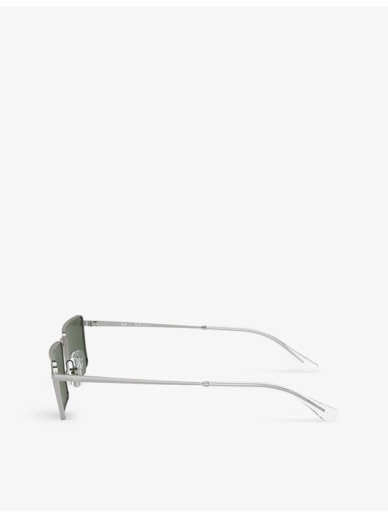 Ray-Ban RB3741 Emy rectangular metal sunglasses, imported from the UK