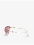 Swarovski cat-eye sunglasses with acetate frame and gold-tone hardware (British brand)