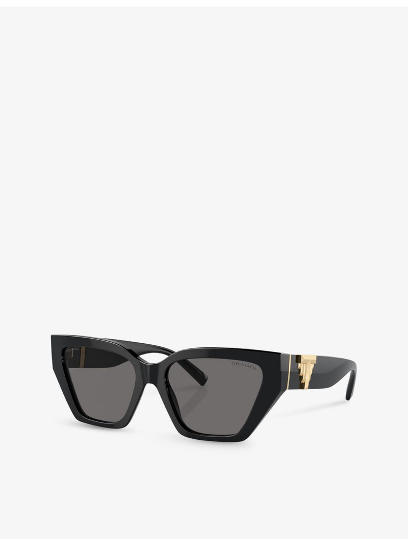 Tiffany TF4218 irregular frame sunglasses with gold hardware, UK version