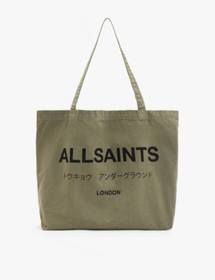 AllSaints Underground Logo-Print Cotton Tote Bag