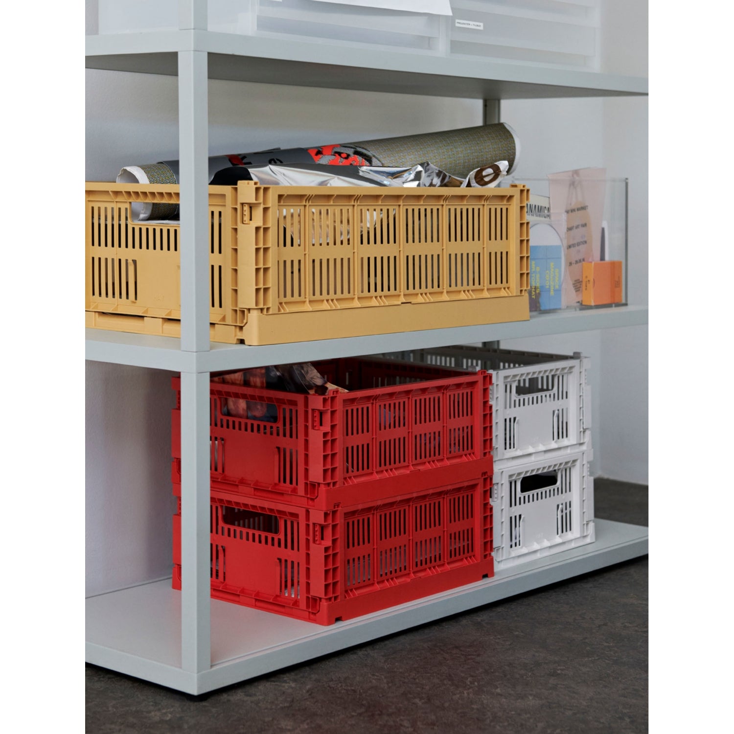 HAY stackable medium plastic crate 34x26x14cm - British product