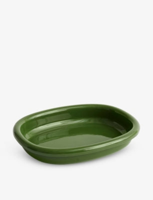 HAY Barro large striped terracotta oval dish, imported from the UK