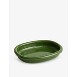 Barro large striped terracotta oval dish - GREEN