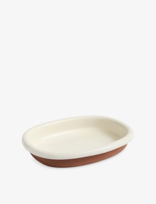 HAY Barro large striped terracotta oval dish, imported from the UK