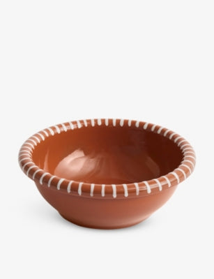 HAY terracotta salad bowl with striped pattern, 21cm (British brand)