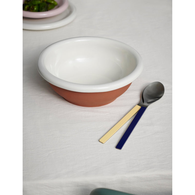 HAY terracotta salad bowl with striped pattern, 21cm (British brand)