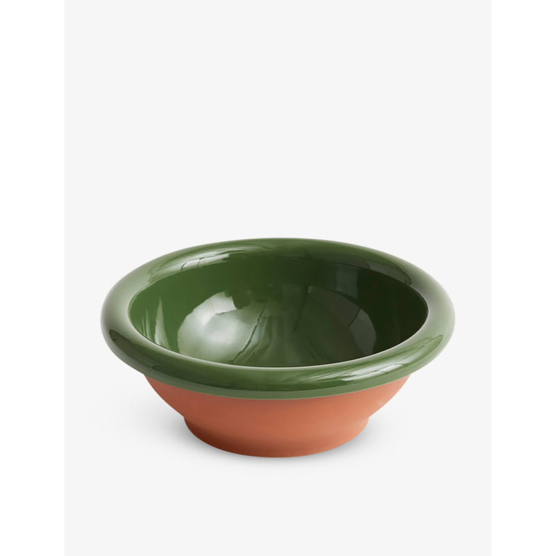 Barro small striped terracotta salad bowl cm - GREEN