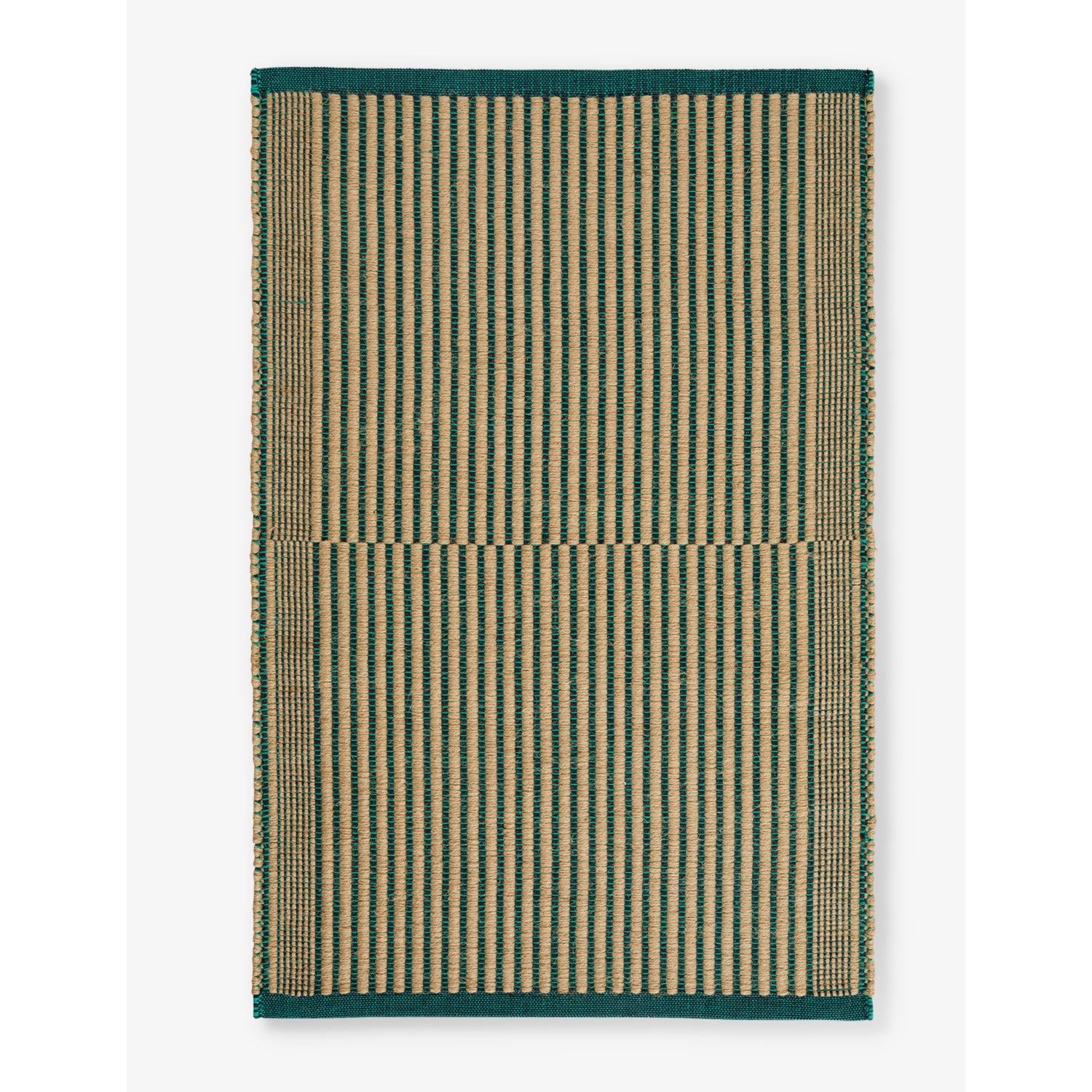 Tapis striped cotton and jute mat 60cm x 95cm - Black and Green