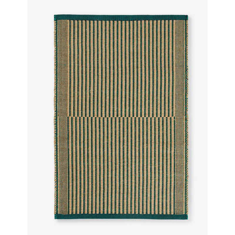 Tapis striped cotton and jute mat 60cm x 95cm - Black and Green