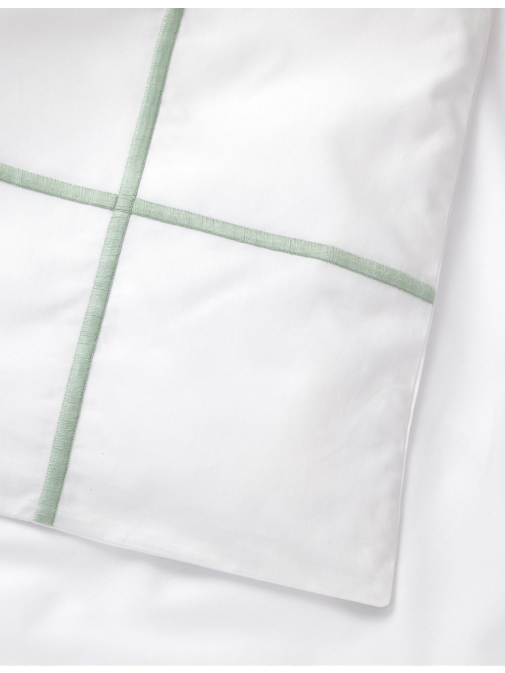 Yves Delorme stripe-embroidered cotton double duvet cover (British brand)
