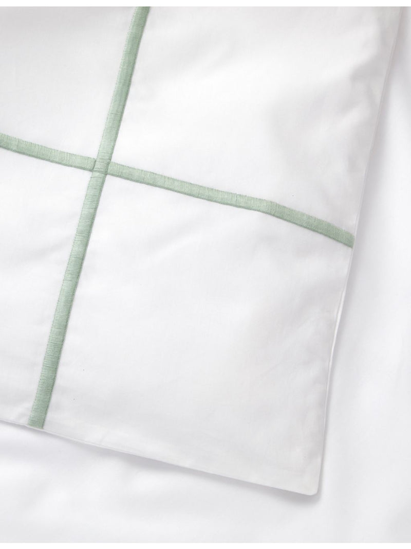 Yves Delorme stripe-embroidered cotton double duvet cover (British brand)