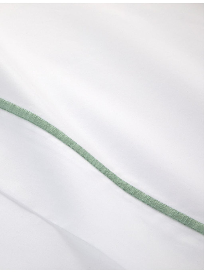 Yves Delorme embroidered-stripe flat sheet double, imported from the UK