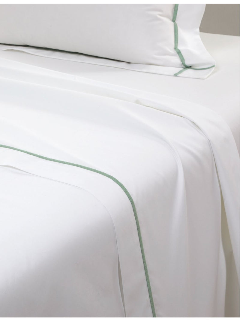 Yves Delorme embroidered-stripe flat sheet double, imported from the UK