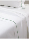 Yves Delorme embroidered-stripe flat sheet double, imported from the UK