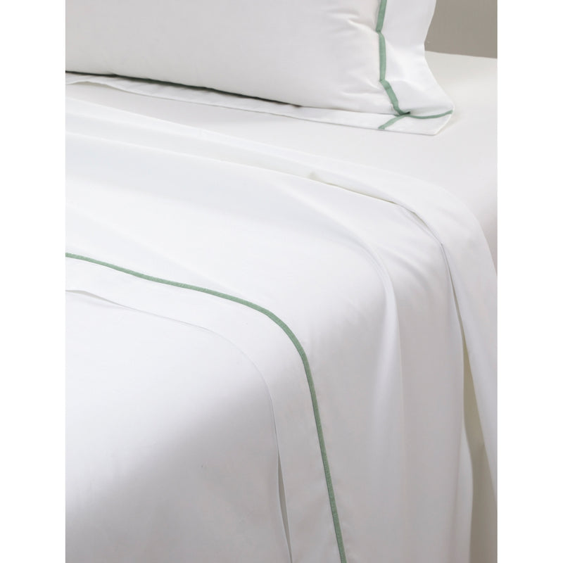 Athena Veronese embroidered-stripe cotton double flat sheet - Double