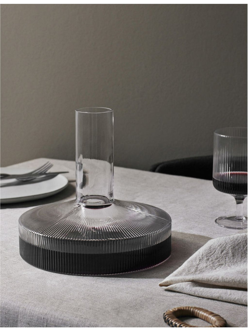 ferm LIVING ripple glass wine carafe 1.1L, imported from the UK