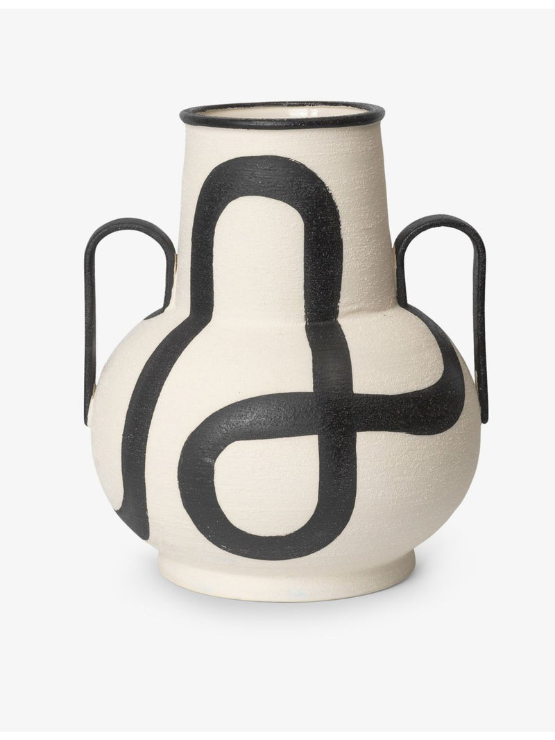ferm LIVING Trace hand-painted stoneware vase 37.5cm, UK version