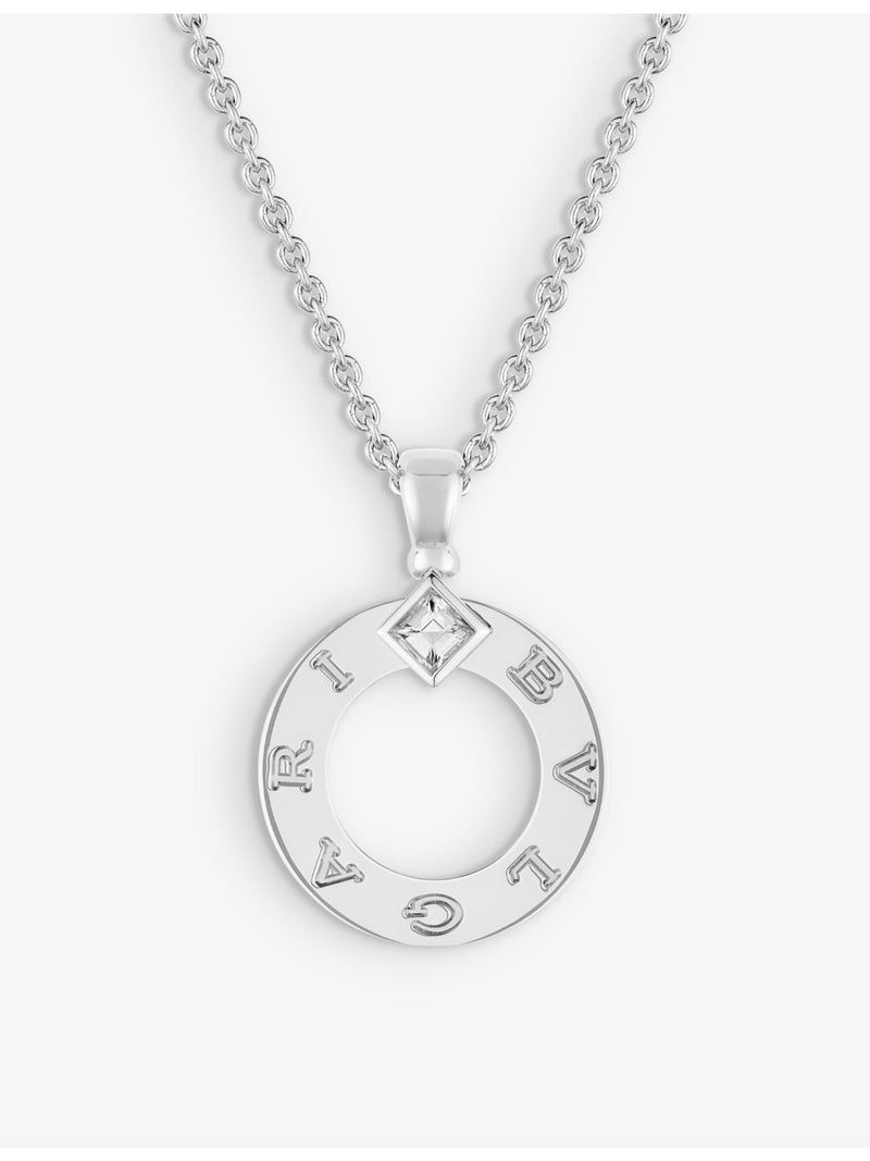 Bvlgari pendant necklace white gold diamond 0.09ct, imported from the UK